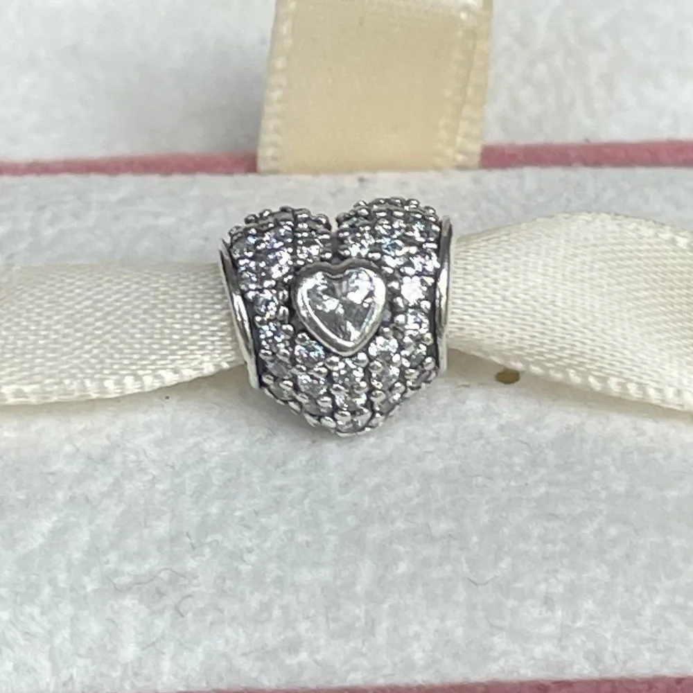Authentic Pandora Sterling Silver 925 & Pave CZ “In My Heart” Charm - Picture 3 of 4